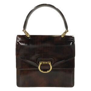 Celine Gancini Double Flap top handle handbag Black